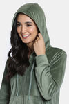 Zivame Knit Poly Velour Jacket - Bronze Green — thumbnail 6